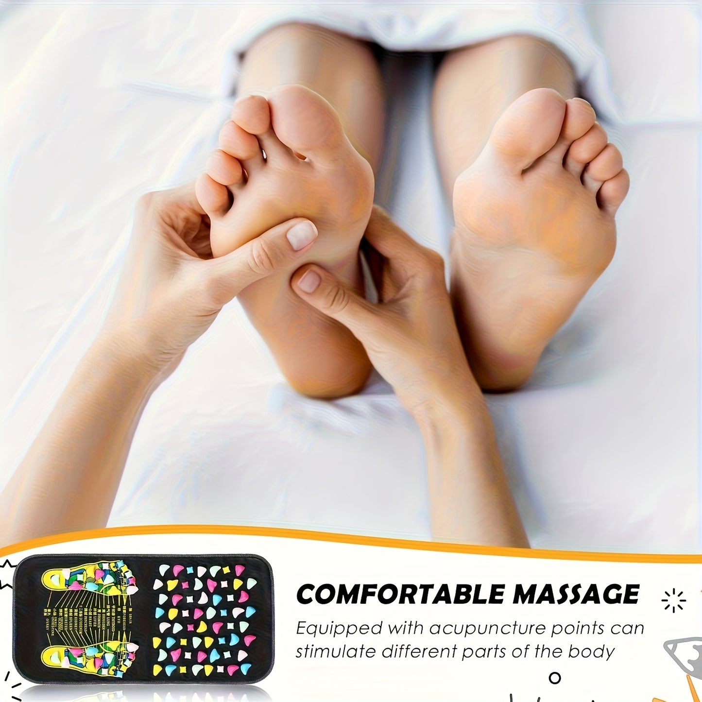 1pc Foot Massage Mat with Walking Stones - 15-Minute Reflexology Mat for Foot, Acupressure Mat with Colorful Stones, Portable PVC Mat for Elderly, Office Workers & Students, 13.78x13.78 Inch, Elderly Care Tool, Textured Surface, Comfortable Footrest