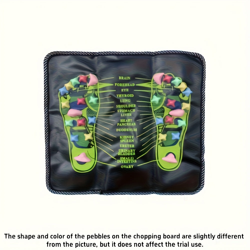 1pc Foot Massage Mat with Walking Stones - 15-Minute Reflexology Mat for Foot, Acupressure Mat with Colorful Stones, Portable PVC Mat for Elderly, Office Workers & Students, 13.78x13.78 Inch, Elderly Care Tool, Textured Surface, Comfortable Footrest