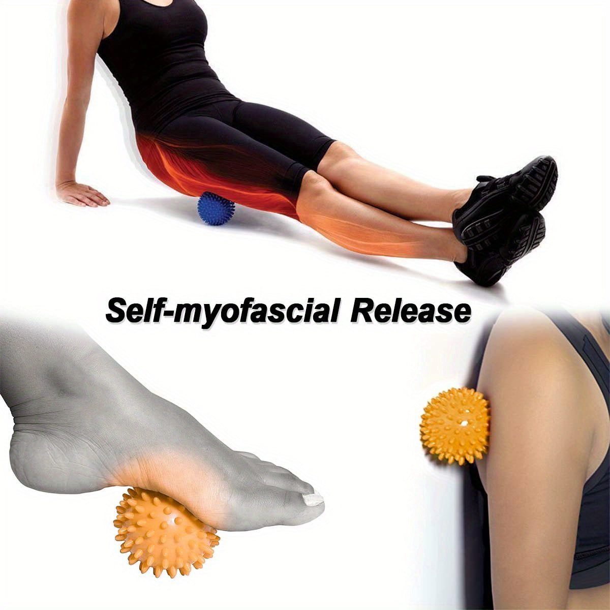 2-in-1 Foot Massager 2 Spiked Balls + 1 Roller Foot Massage Roller | Relieves Plantar Pressure, Relaxes Shoulders Back of Legs Hands | Light Blue