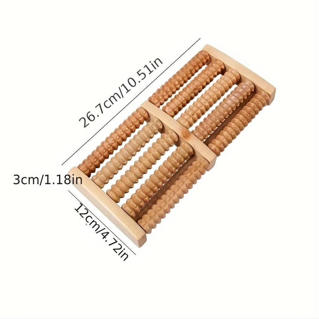 1pc Two-Way Foot Roller Massager - Reflexology for, Flat Feet, Bunions - Recycled Wood - Home, Spa, Office Use - Relieves, Improves Circulation - Compact Design for Travel & Tight Spaces, Natural Wood Finish