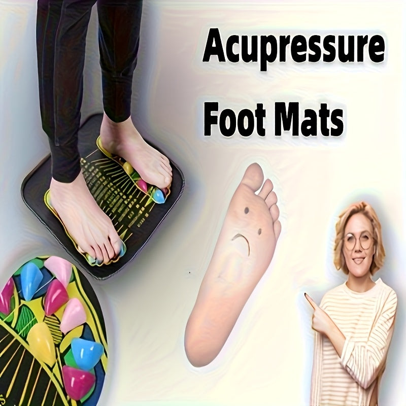 1pc Foot Massage Mat with Walking Stones - 15-Minute Reflexology Mat for Foot, Acupressure Mat with Colorful Stones, Portable PVC Mat for Elderly, Office Workers & Students, 13.78x13.78 Inch, Elderly Care Tool, Textured Surface, Comfortable Footrest