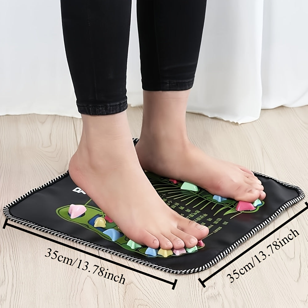 1pc Foot Massage Mat with Walking Stones - 15-Minute Reflexology Mat for Foot, Acupressure Mat with Colorful Stones, Portable PVC Mat for Elderly, Office Workers & Students, 13.78x13.78 Inch, Elderly Care Tool, Textured Surface, Comfortable Footrest