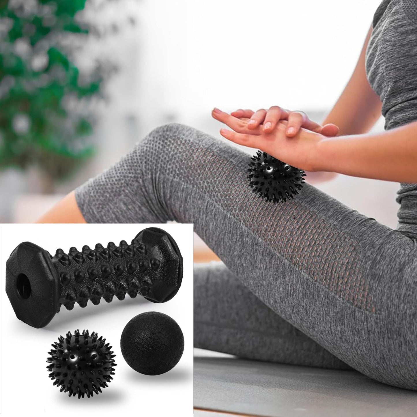 1 Set of 3 Easy-to-Use Foot Massager Roller and Spiky Massage Ball Roller - for Soothes, Relaxes Feet, Legs & Hands - Ideal Mother'S Day Gifts, Father'S Day Gift